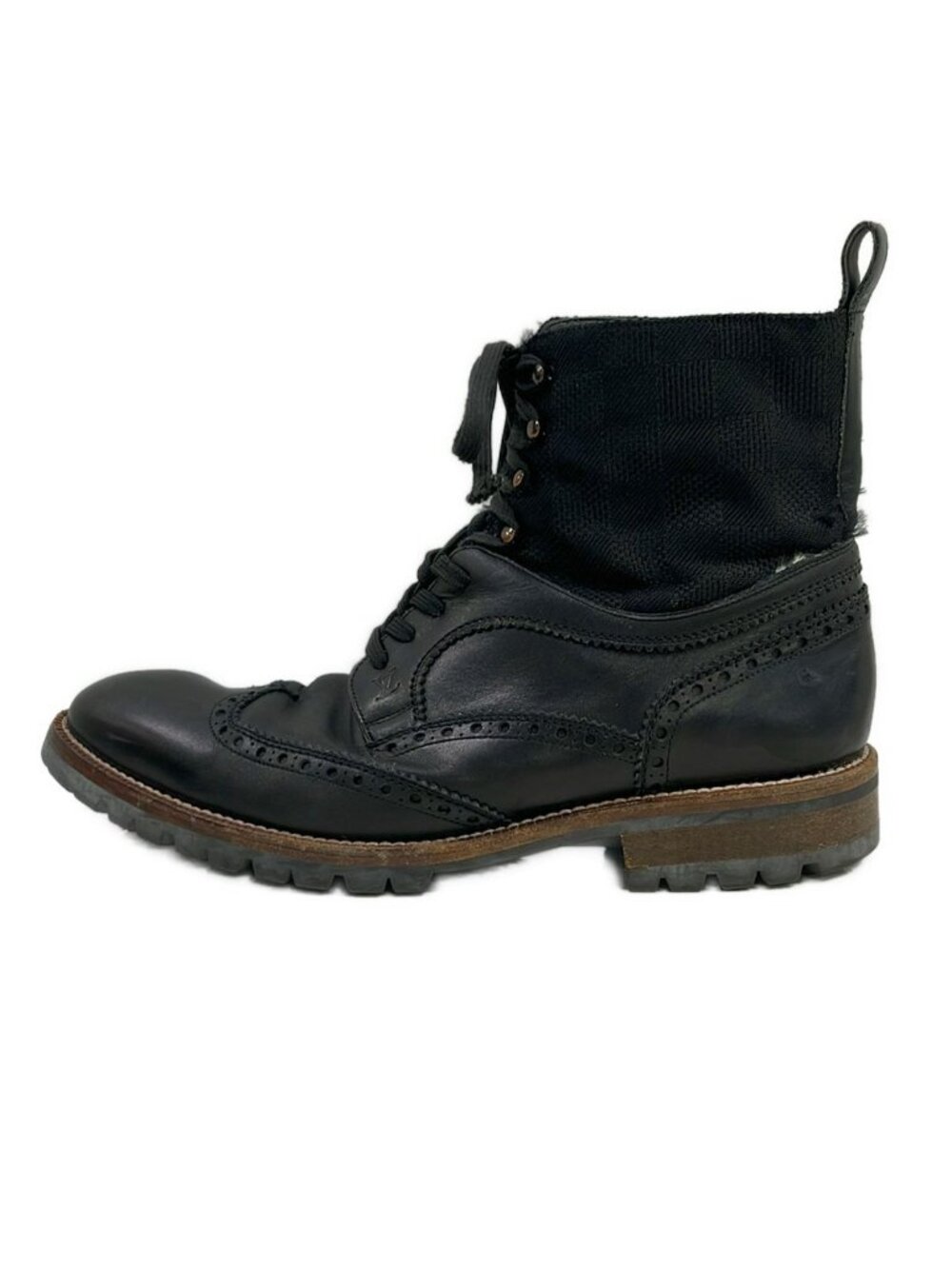 Louis Vuitton Short Boots Black Damier Graphite Leather 9